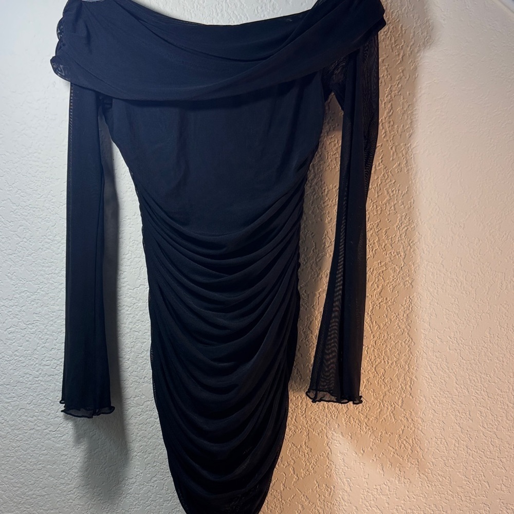 SHEIN‎ Black Off-Shoulder Long Sleeve Dress